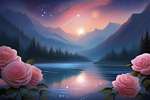 星空之舞浪漫唯美的花与星相遇