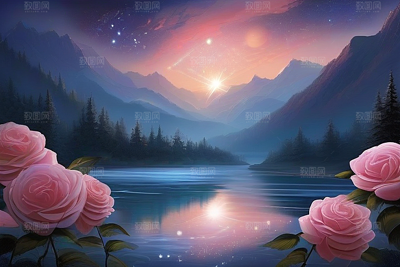 星空之舞浪漫唯美的花与星相遇