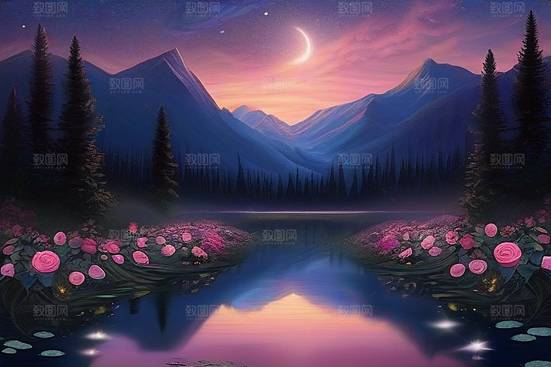 星空之舞浪漫唯美的花与星相遇