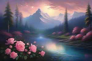 星空之舞浪漫唯美的花与星相遇