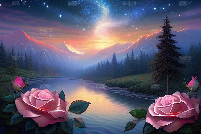 星空之舞浪漫唯美的花与星相遇