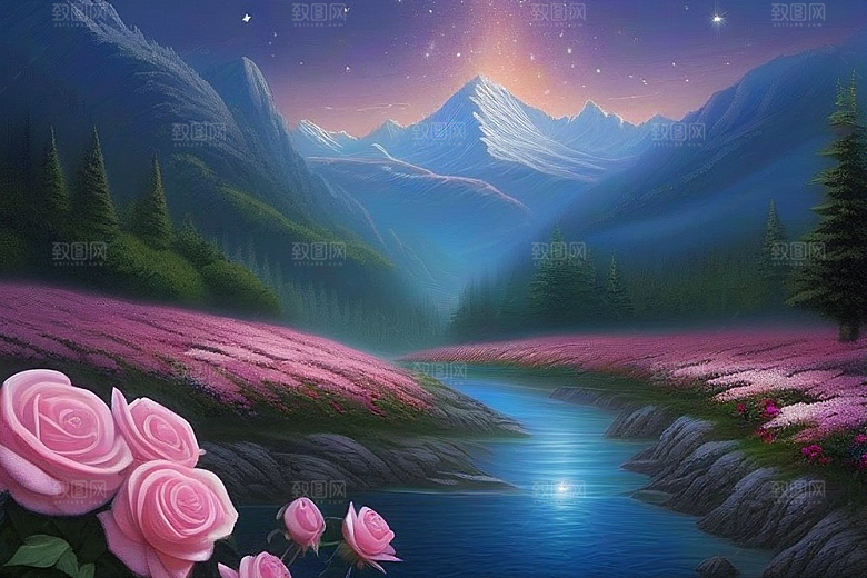 星空之舞浪漫唯美的花与星相遇