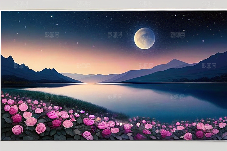 星河梦境迷人而宁静的花与星之旅