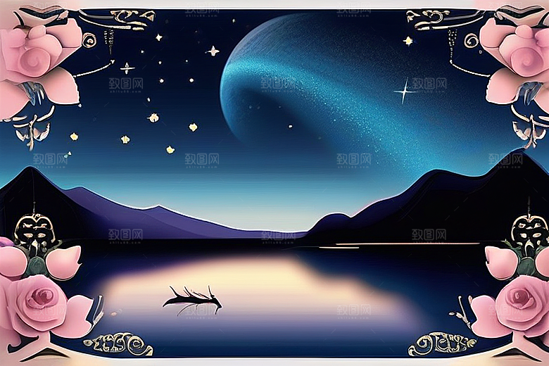 星河梦境迷人而宁静的花与星之旅