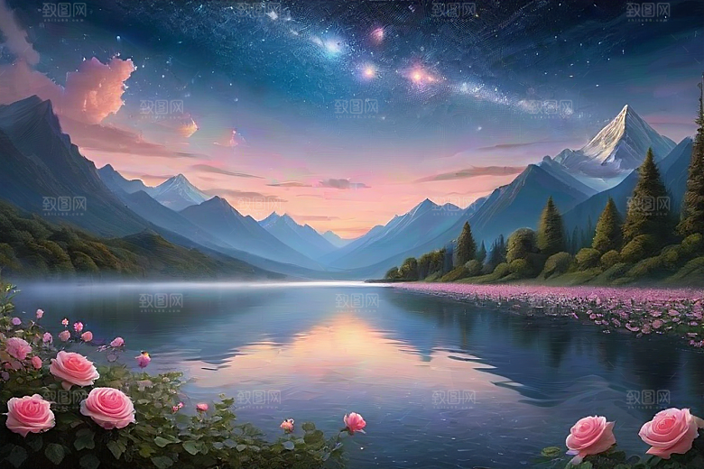 星空花吻浪漫唯美的玫瑰奇观