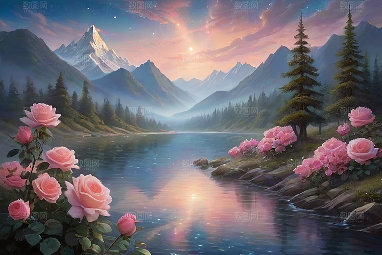 星河幻景迷人而宁静的花与星之旅
