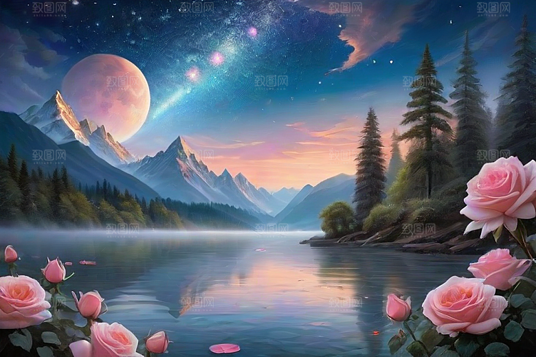 星河幻景迷人而宁静的花与星之旅