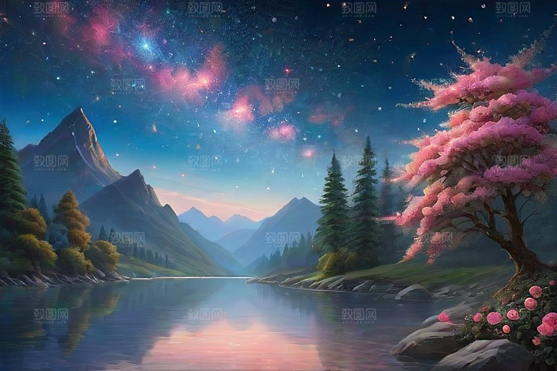 星空之吻浪漫唯美的花与星相遇