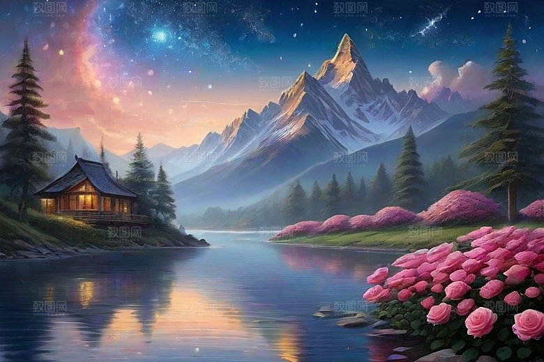 星空之吻浪漫唯美的花与星相遇