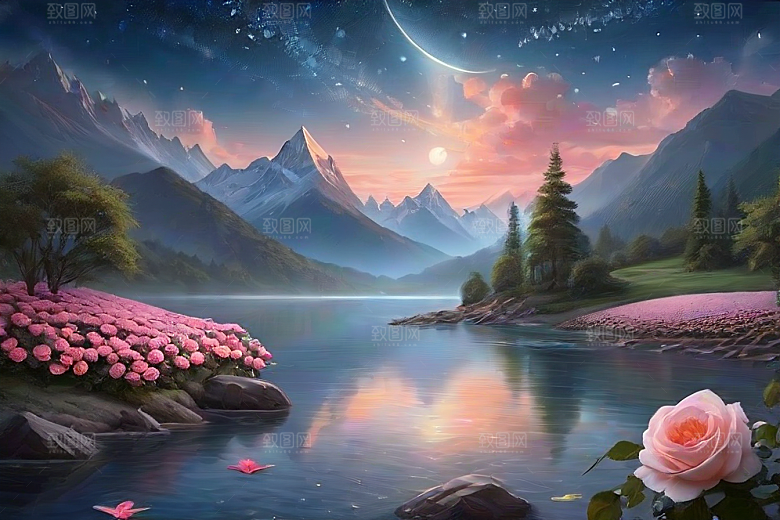 星空之吻浪漫唯美的花与星相遇
