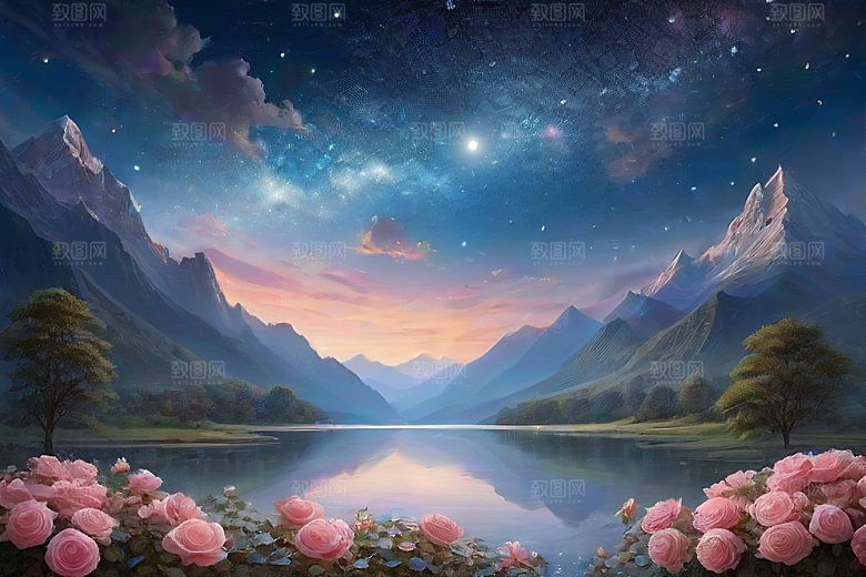 星空之吻浪漫唯美的花与星相遇