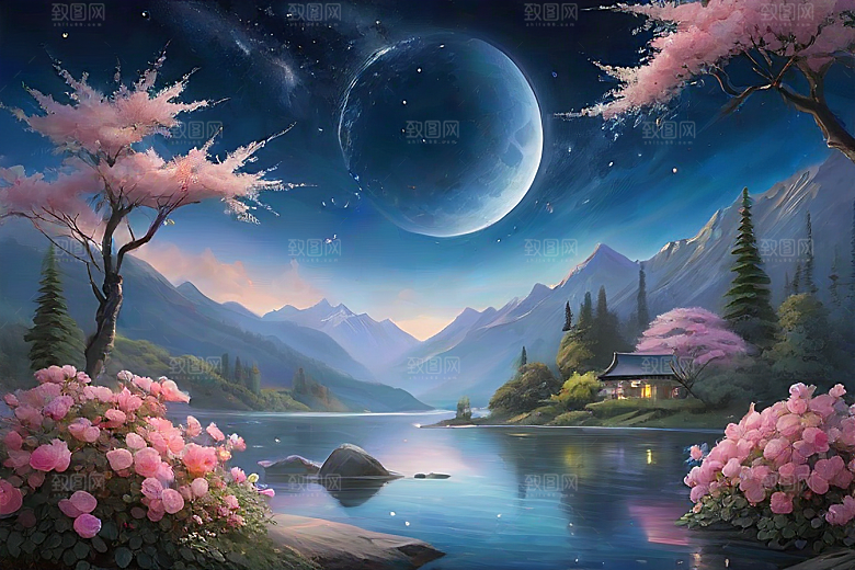 星空之吻浪漫唯美的花与星相遇