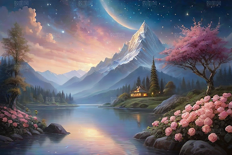 星空之吻浪漫唯美的花与星相遇