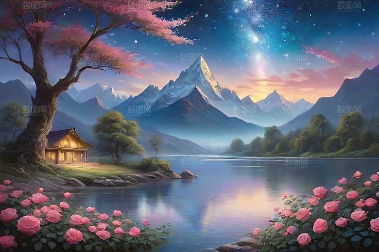 星空之吻浪漫唯美的花与星相遇