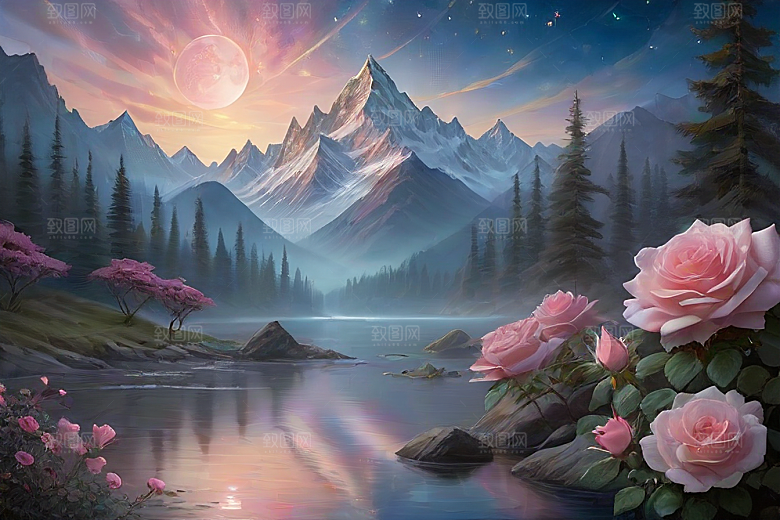 星空之吻浪漫唯美的花与星相遇