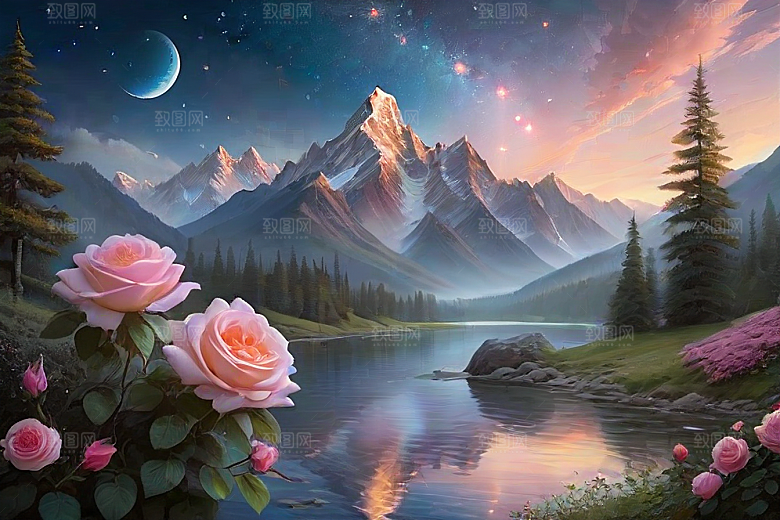 星空之吻浪漫唯美的花与星相遇