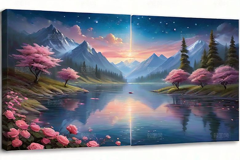 星空花海迷人而宁静的天地奇观