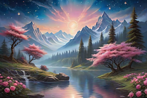 星空玫瑰浪漫唯美的天地之景