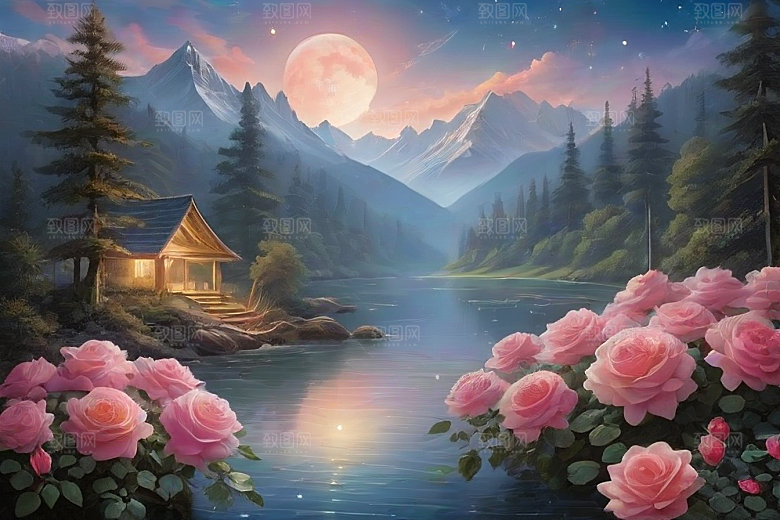 星空玫瑰浪漫唯美的天地之景
