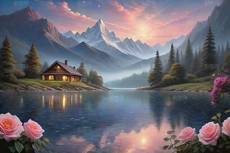 星空玫瑰浪漫唯美的天地之景