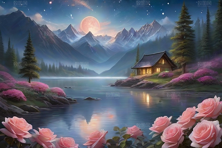 星空玫瑰浪漫唯美的天地之景
