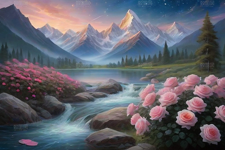 星空玫瑰浪漫唯美的天地之景