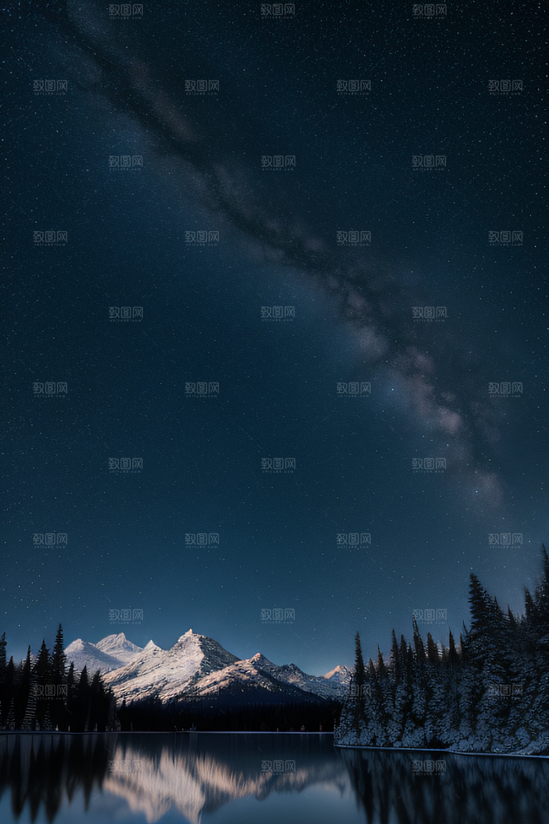 幻境之美冰封湖泊神秘森林和雪山