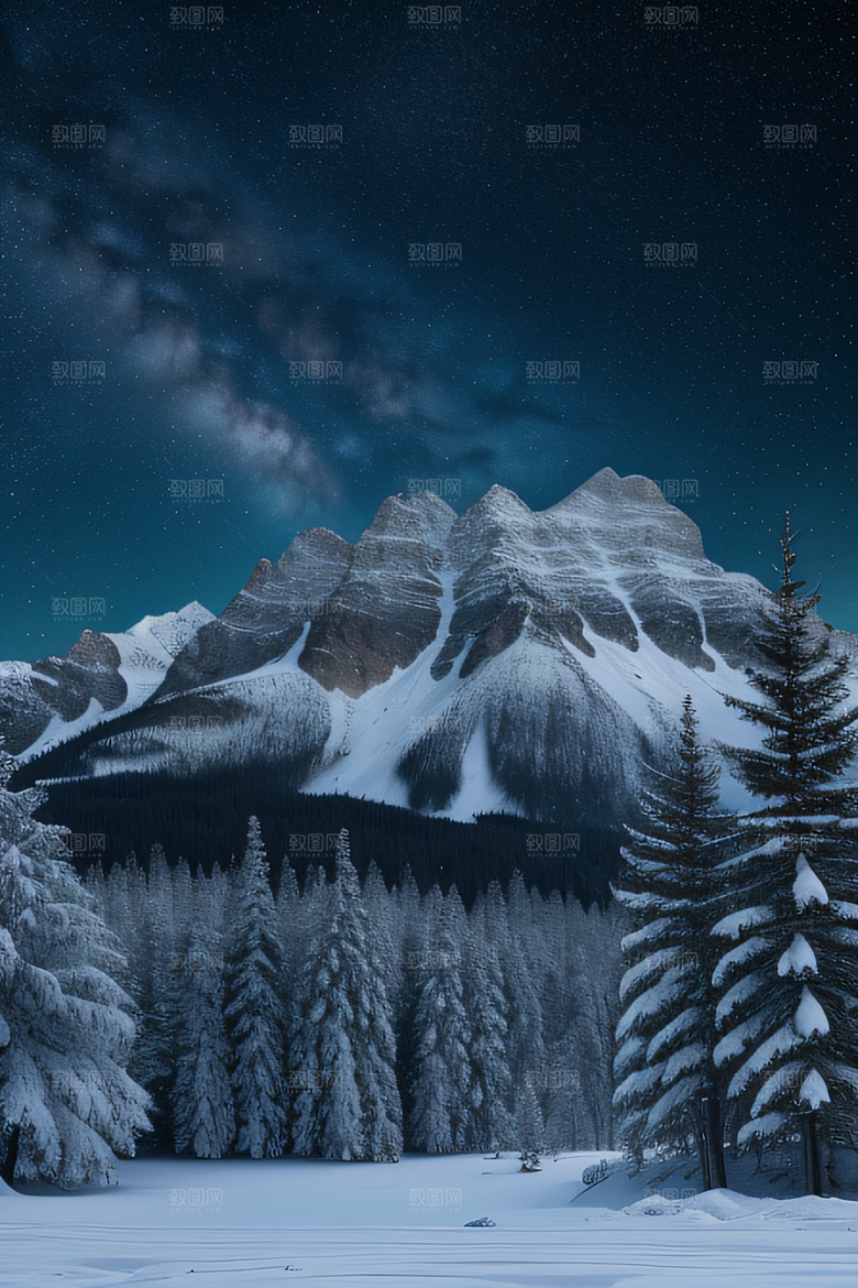 幻境之美冰封湖泊神秘森林和雪山