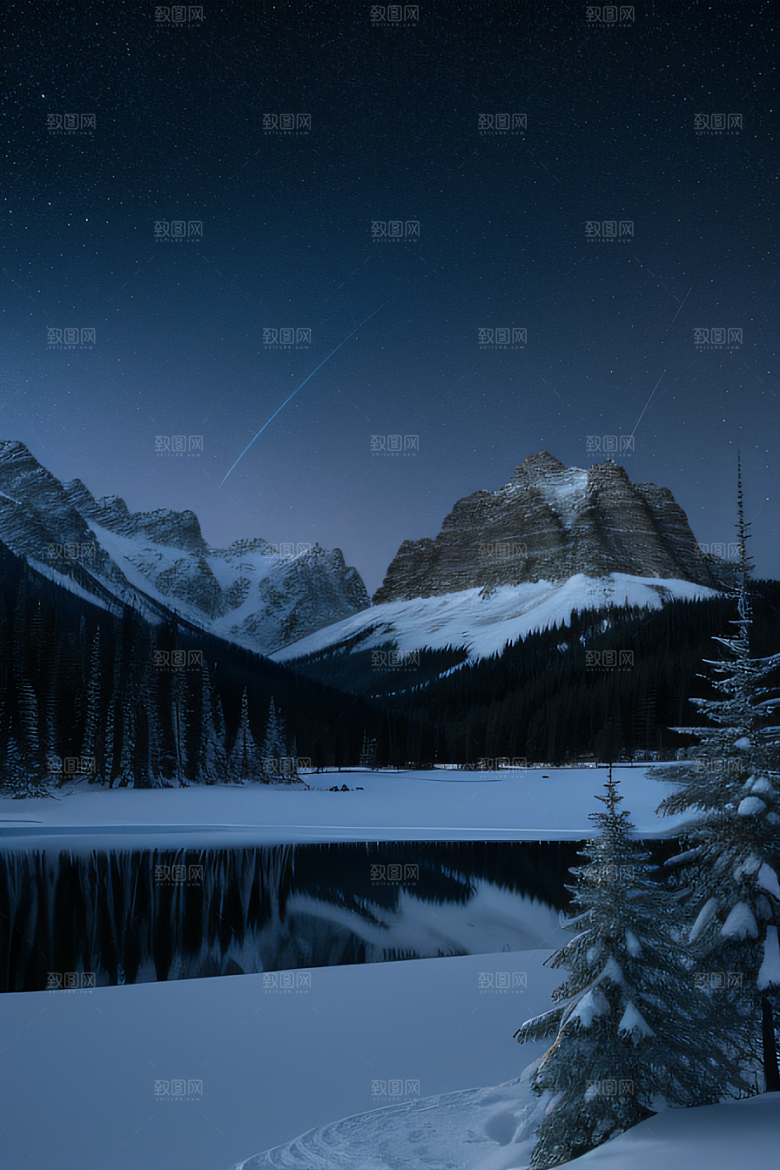 幻境之美冰封湖泊神秘森林和雪山