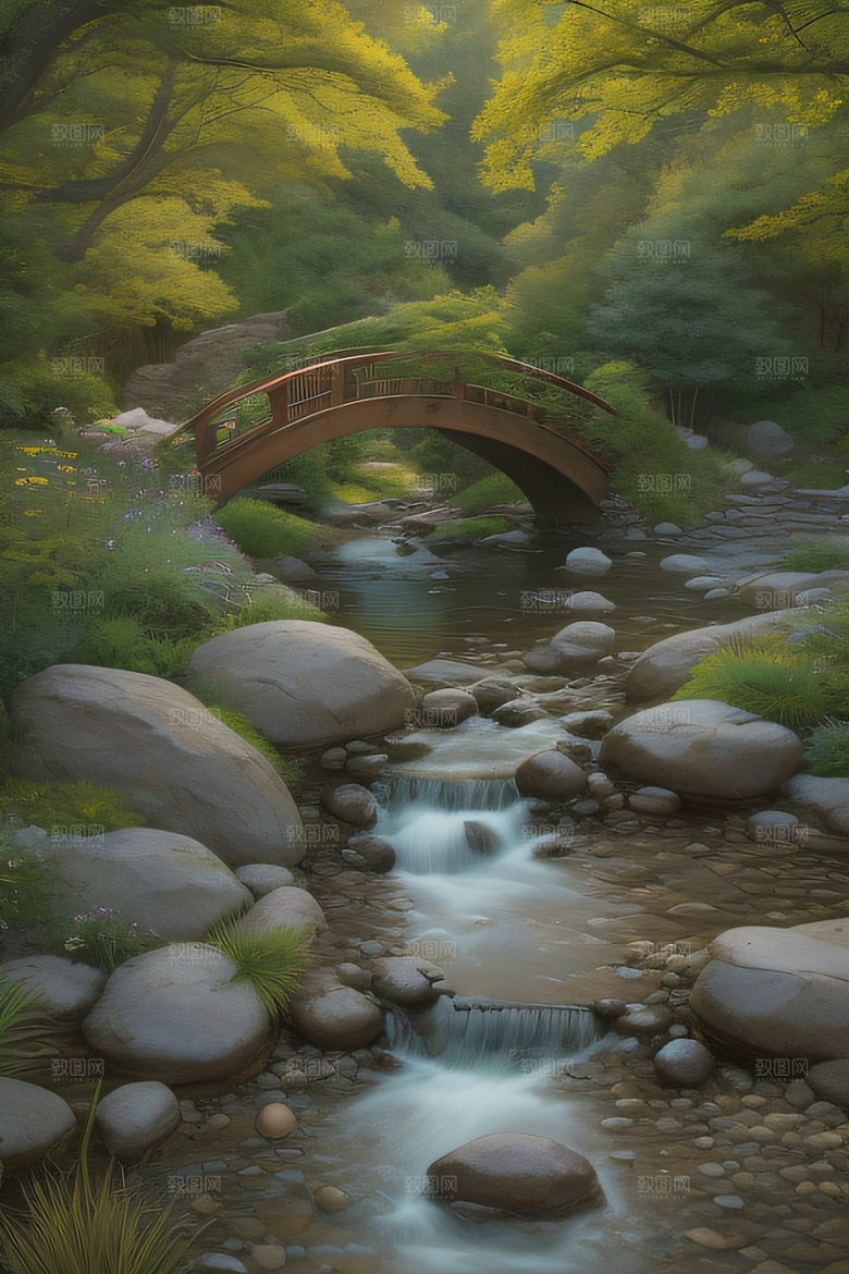小桥流水清新雅致花香鸟鸣的乐园