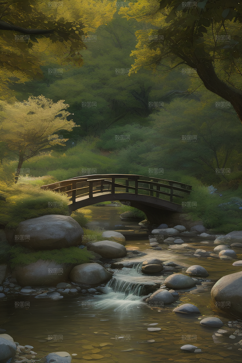 小桥流水清新雅致花香鸟鸣的乐园