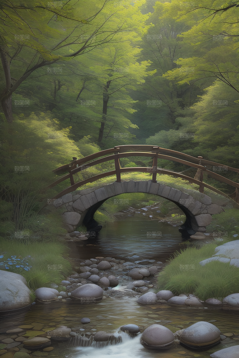 小桥流水清新雅致花香鸟鸣的乐园