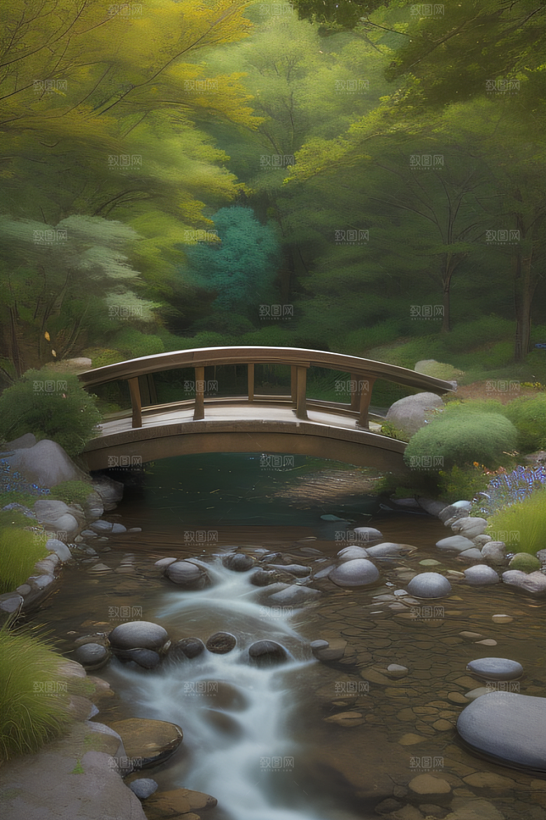 小桥流水清新雅致花香鸟鸣的乐园