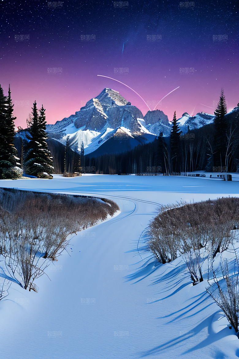 幻境之美冰封湖泊神秘森林和雪山