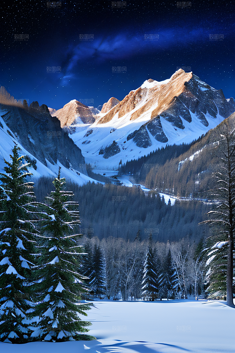 幻境之美冰封湖泊神秘森林和雪山