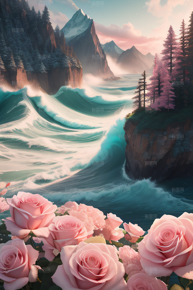 自然之美浩渺奇观与精致花朵的完美融合