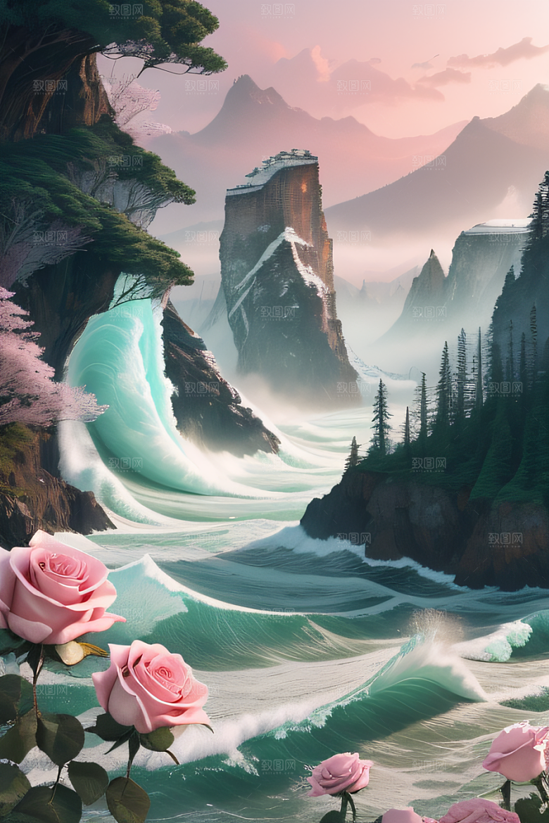 自然之美浩渺奇观与精致花朵的完美融合