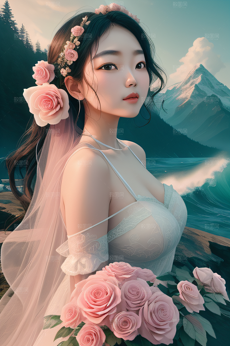 自然之美浩渺奇观与精致花朵的完美融合
