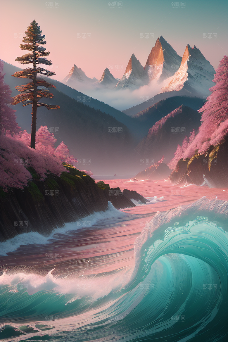 自然之美浩渺奇观与精致花朵的完美融合