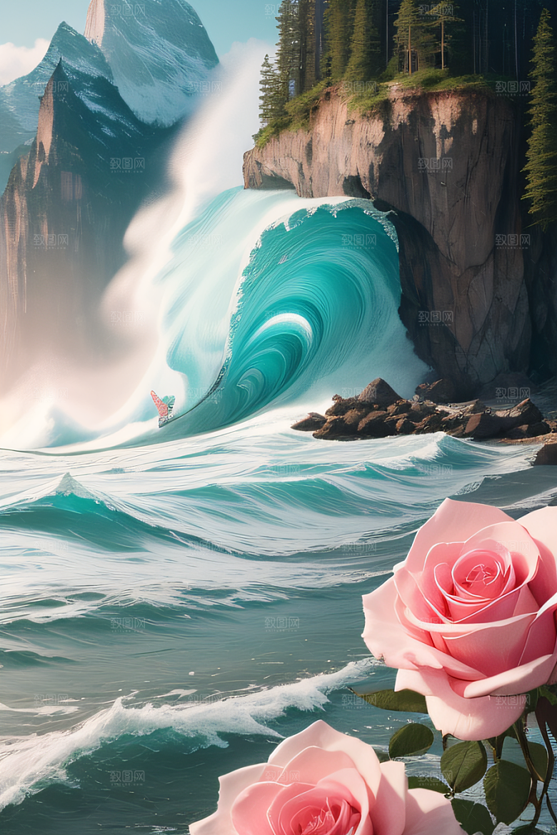 浩渺浪潮壮丽浪潮的震撼场面