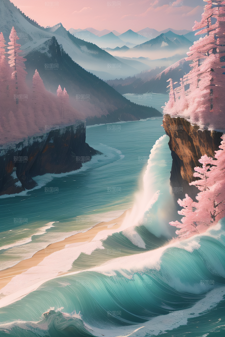 浩渺浪潮壮丽浪潮的震撼场面