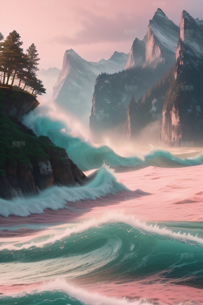 浩渺浪潮壮丽浪潮的震撼场面