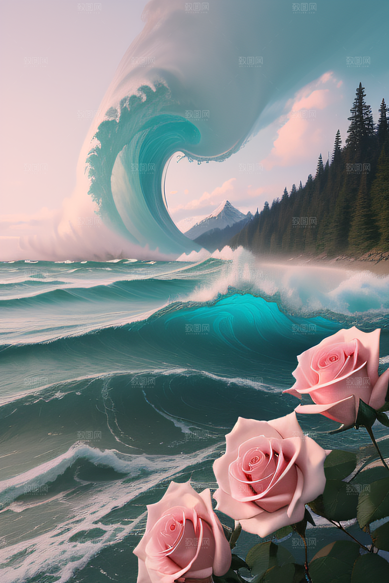 浩渺浪潮壮丽浪潮的震撼场面