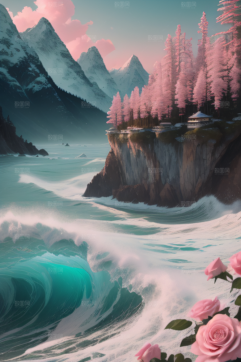 浩渺浪潮壮丽浪潮的震撼场面