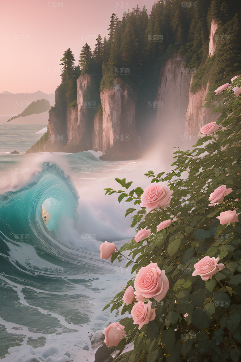 浩渺浪潮壮丽浪潮的震撼场面