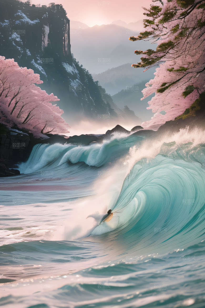 浩渺浪潮壮丽浪潮的震撼场面