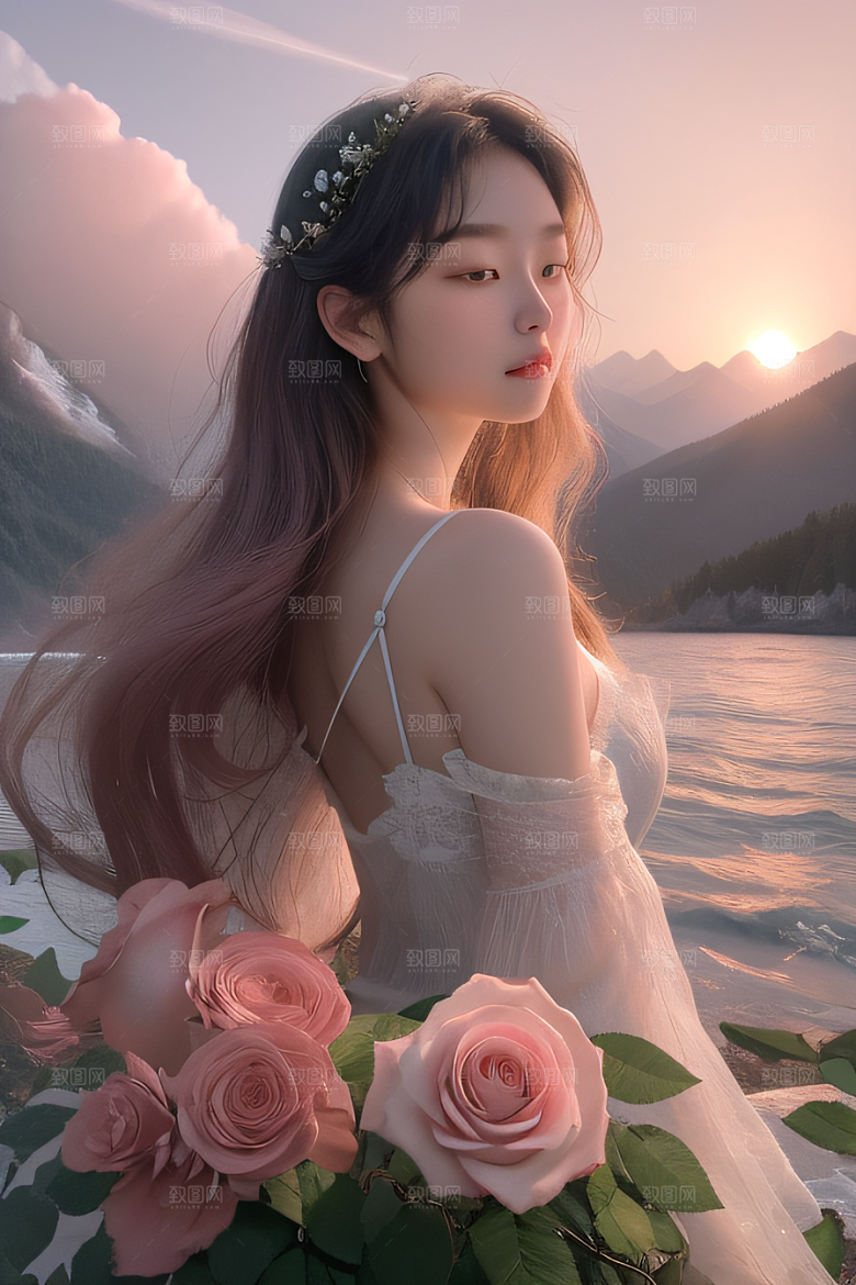 花海浪潮精致花朵与浩大浪潮的和谐共生
