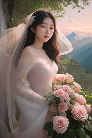 花海浪潮精致花朵与浩大浪潮的和谐共生