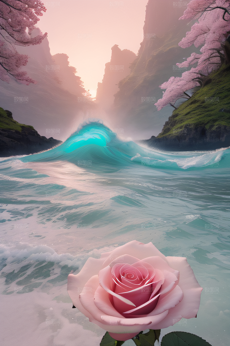 自然之美浩渺奇观与精致花朵的完美融合