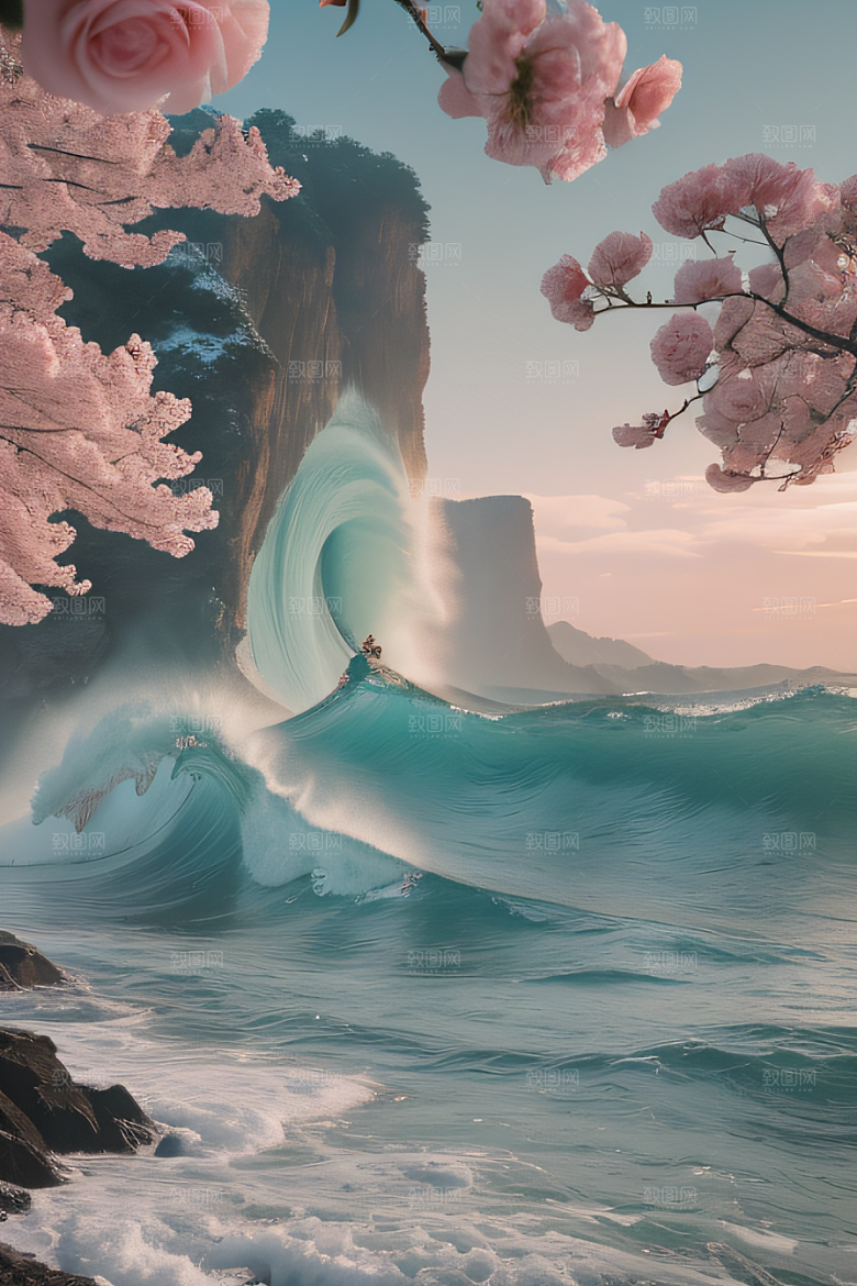 自然之美浩渺奇观与精致花朵的完美融合
